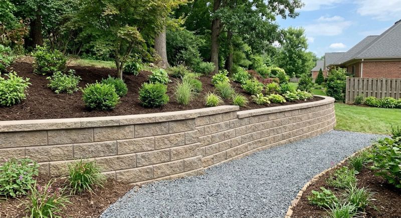 Block Retaining Wall Installation in Rockwall, TX
